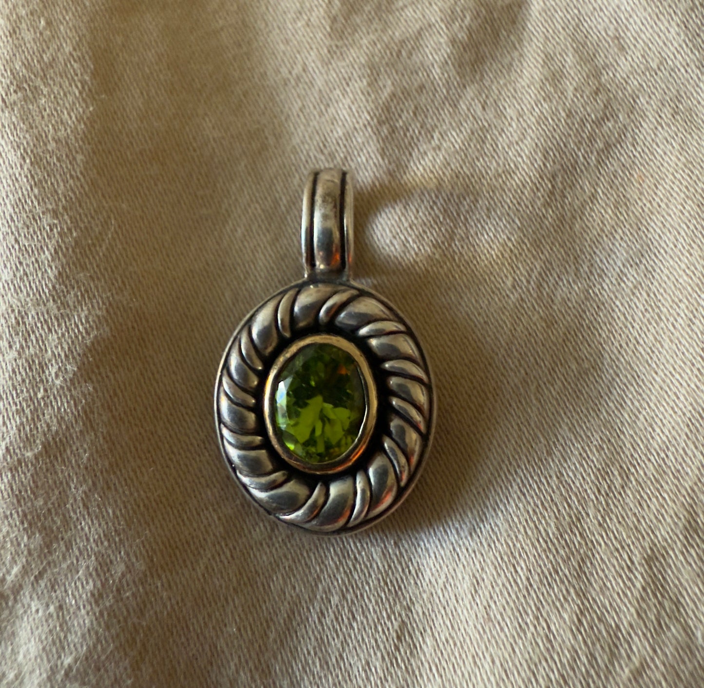 Vintage Sterling Silver Peridot Pendant