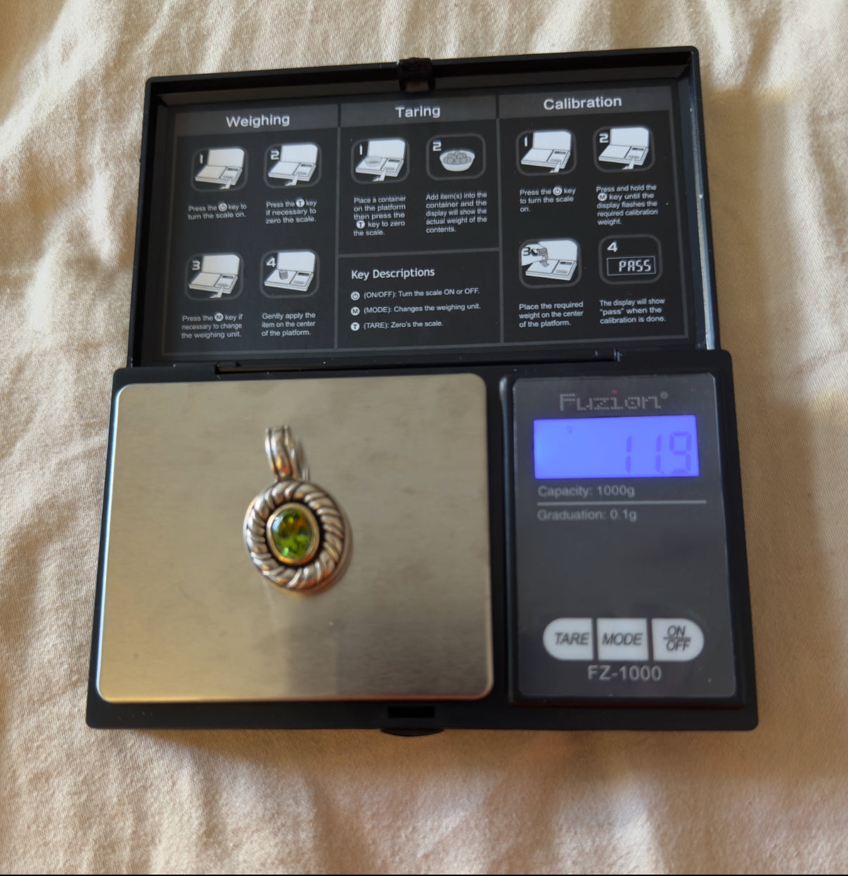 Vintage Sterling Silver Peridot Pendant