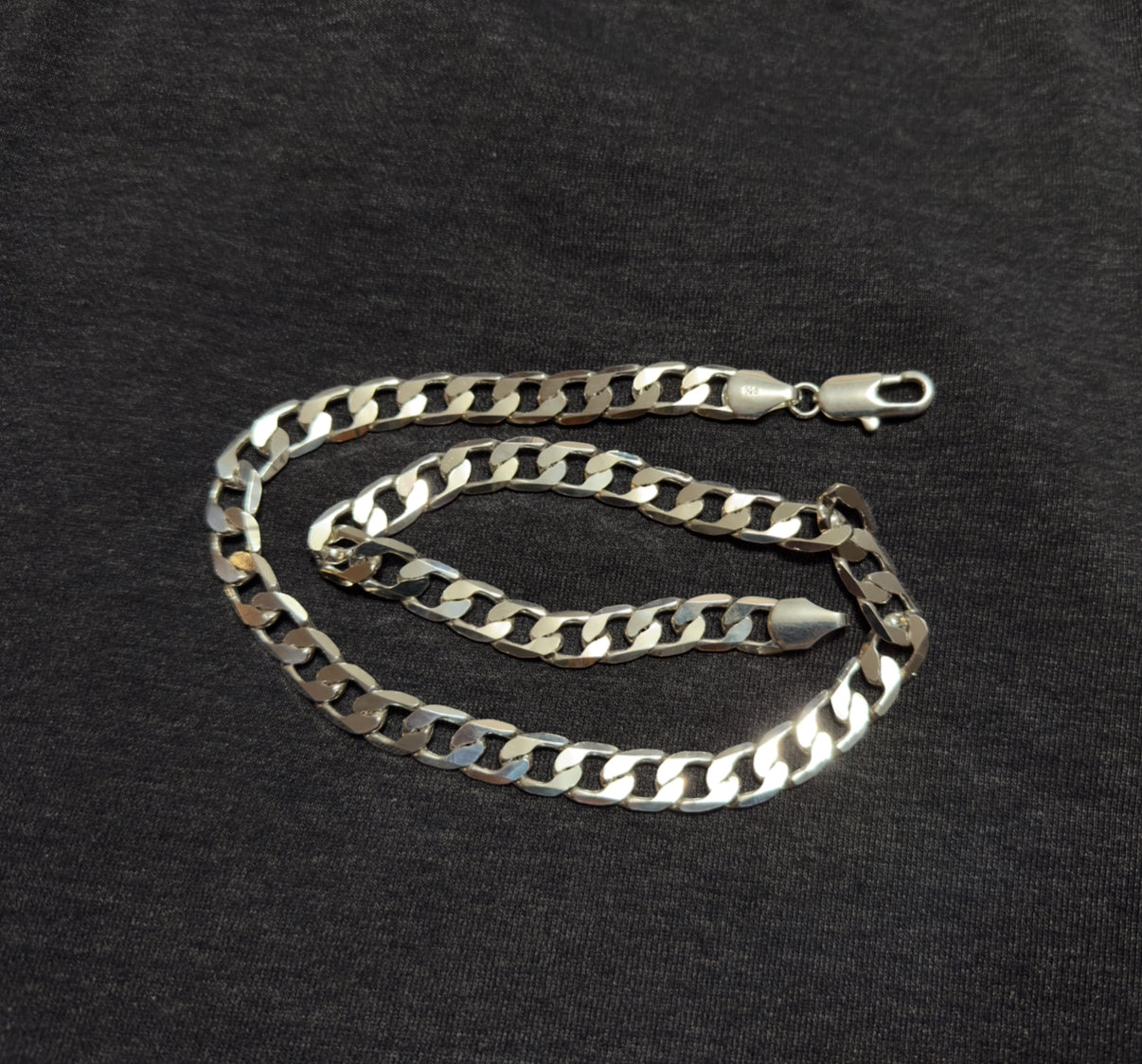 12mm Sterling Silver Curb Chain 24 Inch