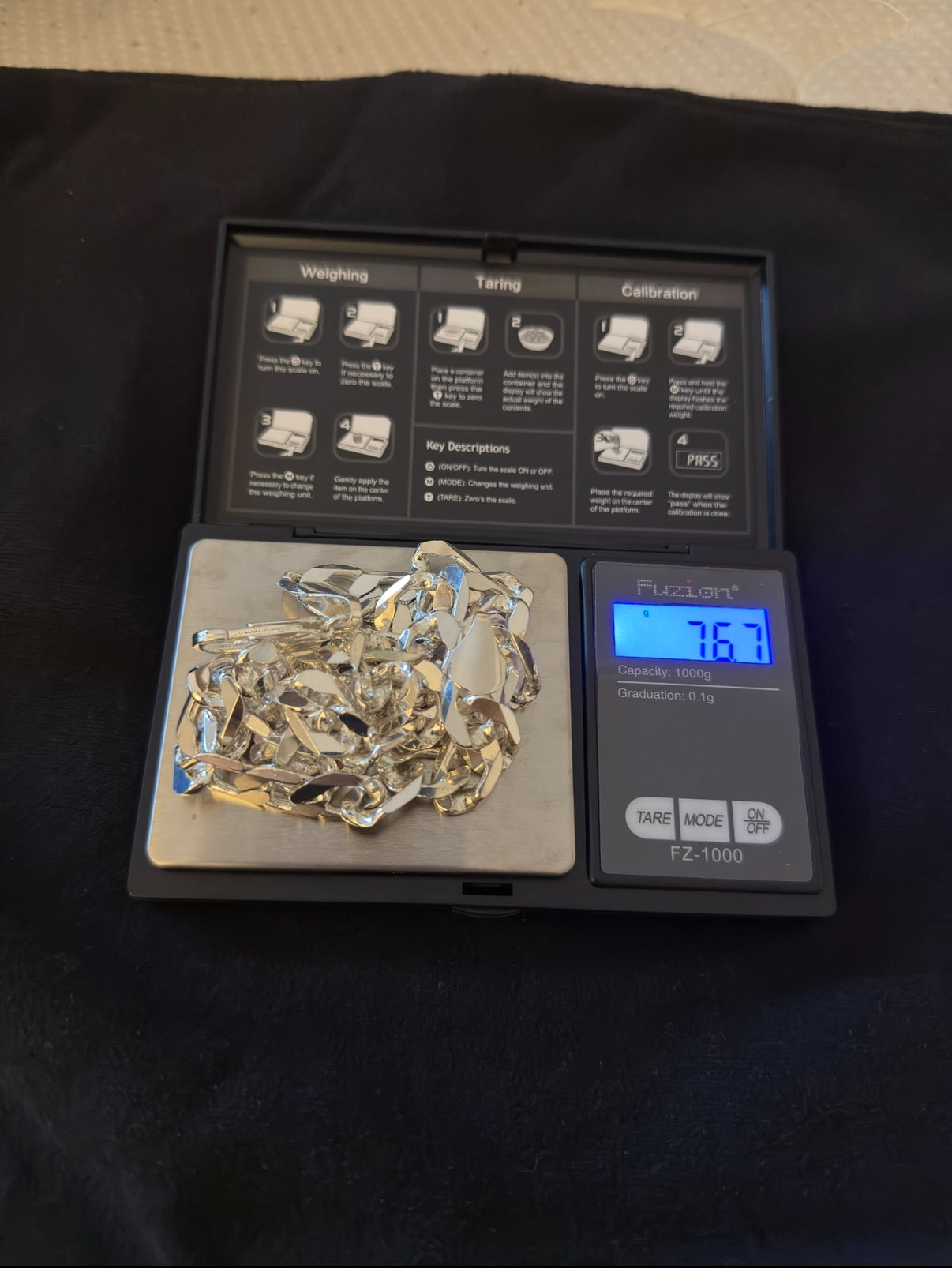 12mm Sterling Silver Curb Chain 24 Inch