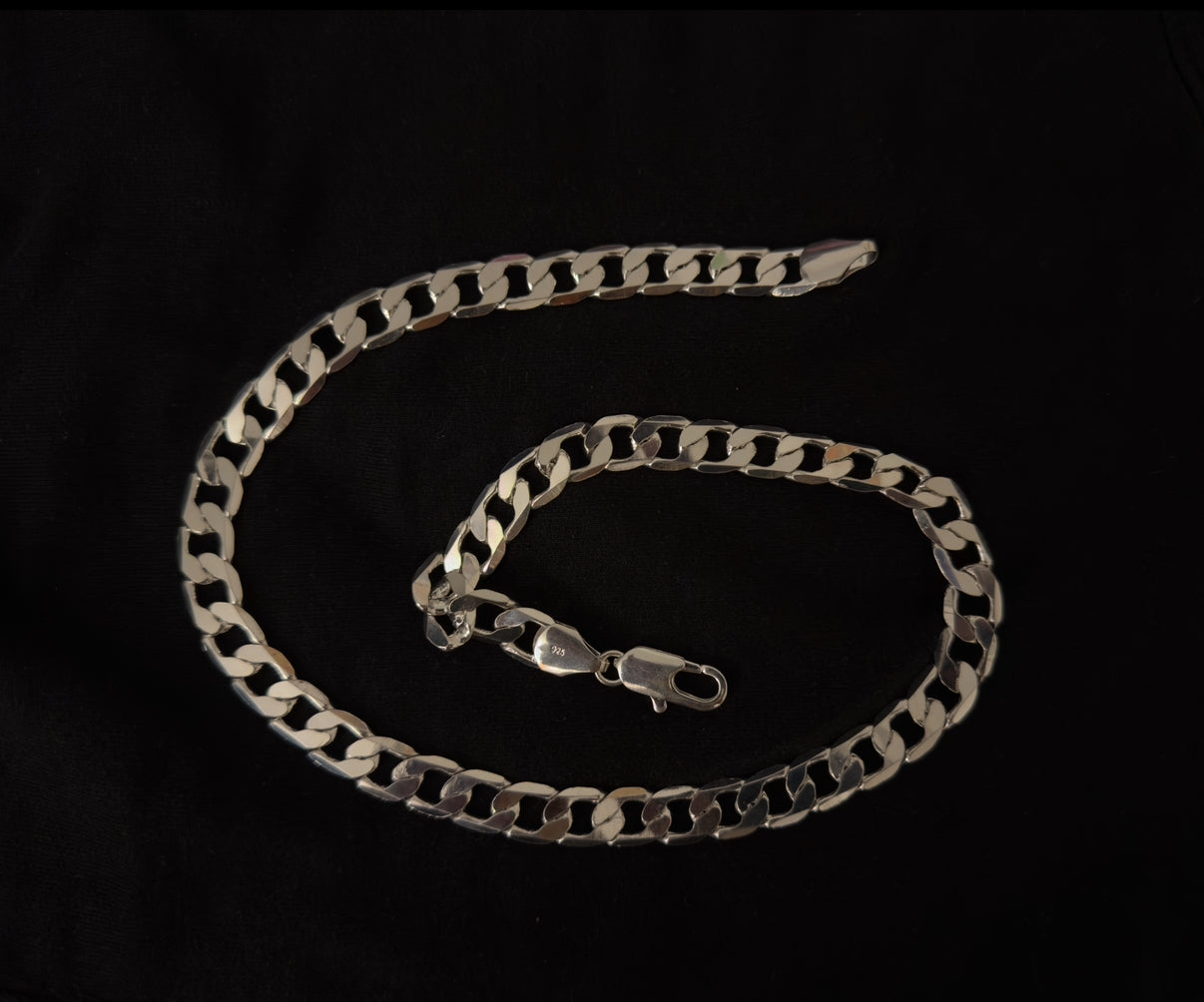 12mm Sterling Silver Curb Chain 24 Inch