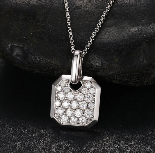 Moissanite Square Tag Pendant