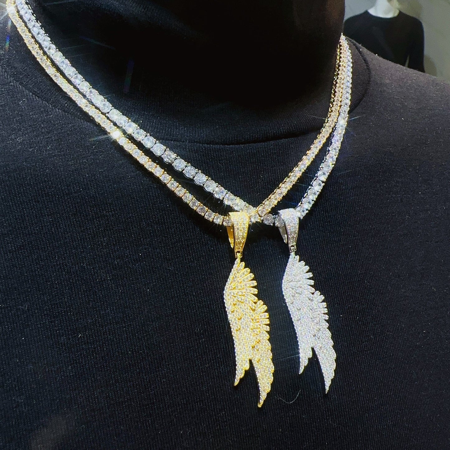 Moissanite Angel Wing Pendant