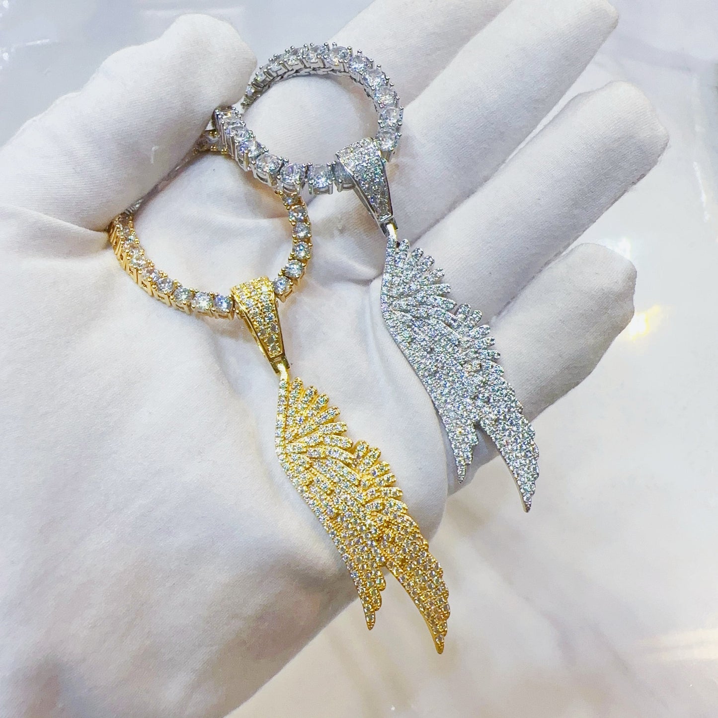 Moissanite Angel Wing Pendant