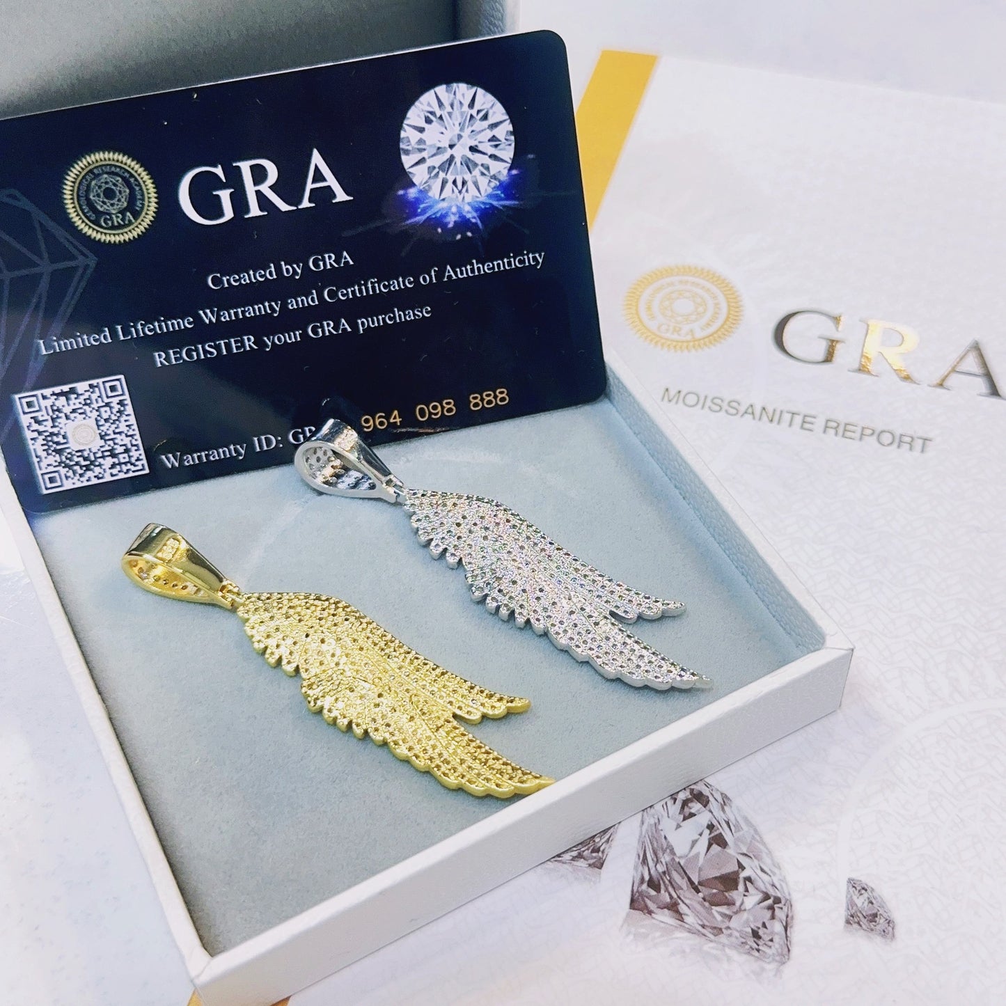 Moissanite Angel Wing Pendant