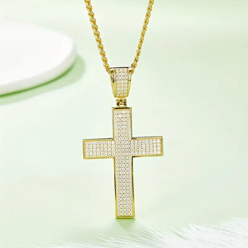 Moissanite Iced Cross Pendant