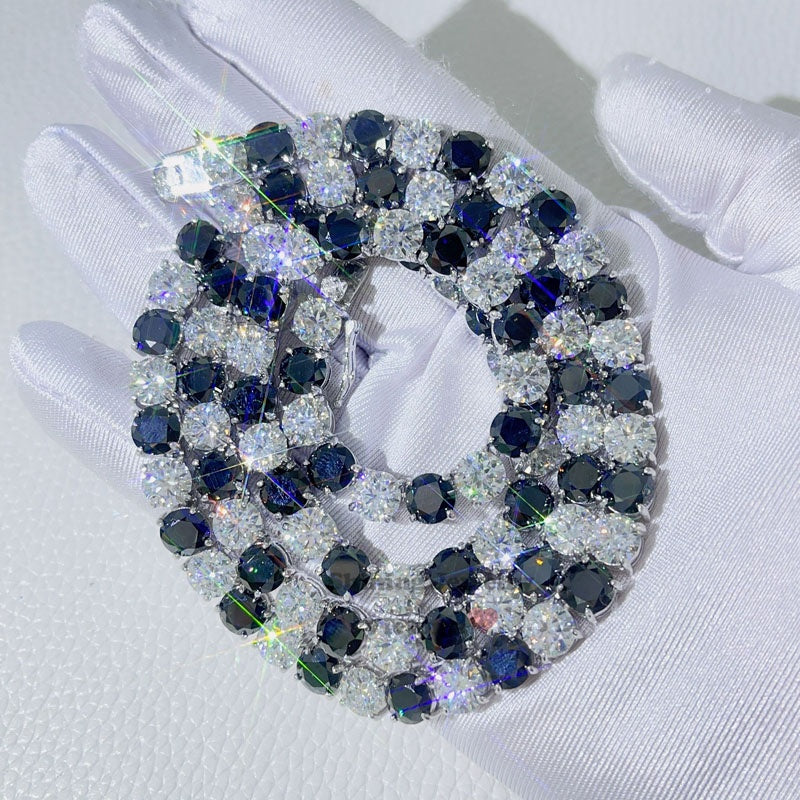 Black and White Domino Moissanite Tennis Chain (3mm-6.5mm)