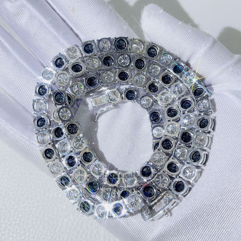Black and White Domino Moissanite Tennis Chain (3mm-6.5mm)