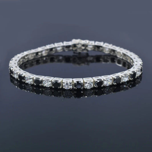 Black and White Domino Moissanite Tennis Bracelet (3mm-6.5mm)