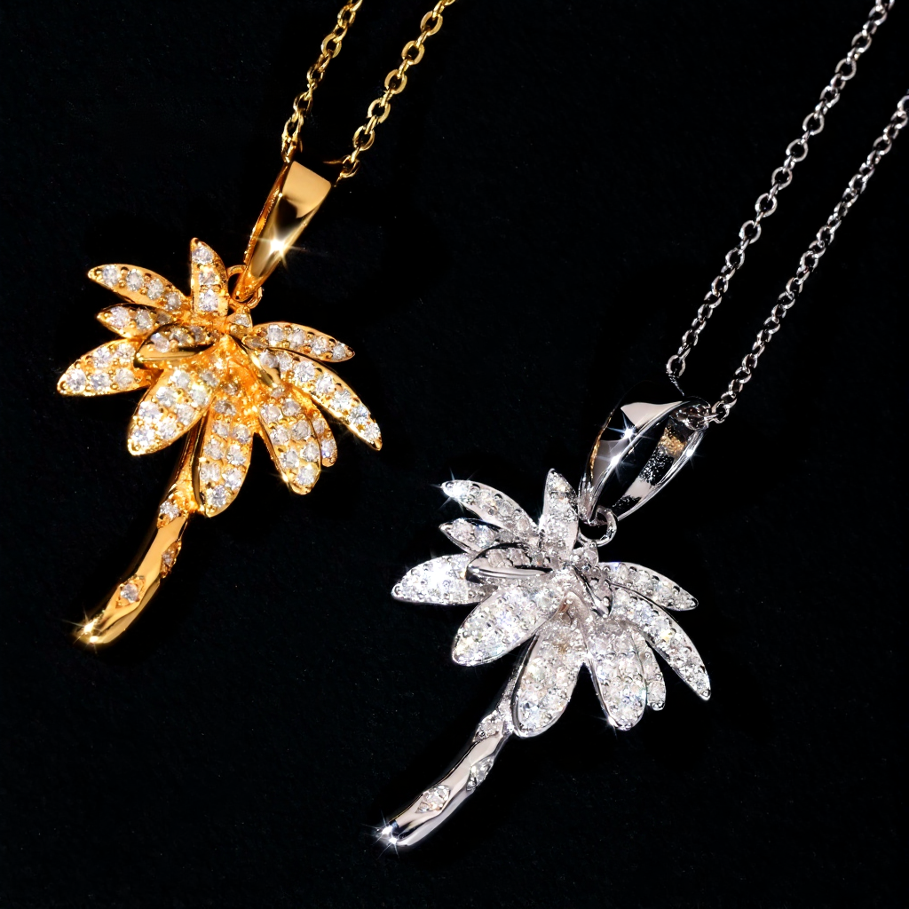 Moissanite Palm Tree Pendant