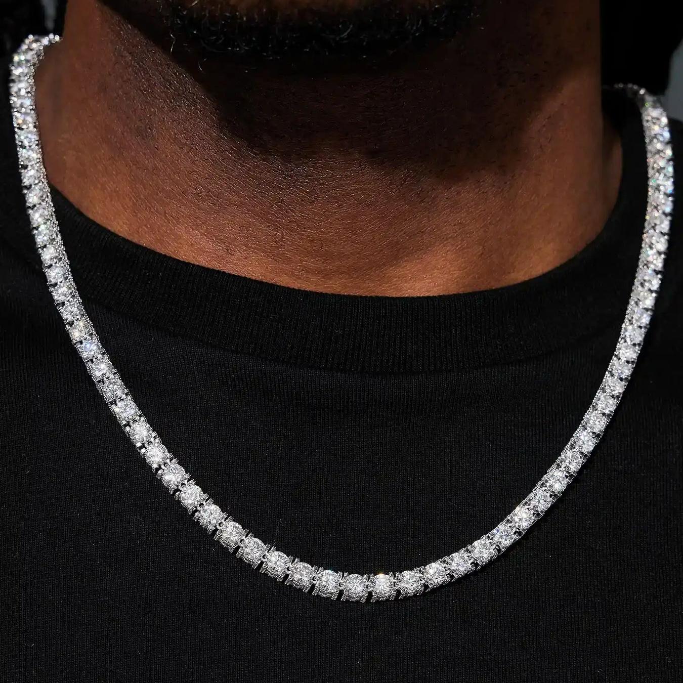 5mm Moissanite Tennis Chain/Bracelet with Iced Out Sides