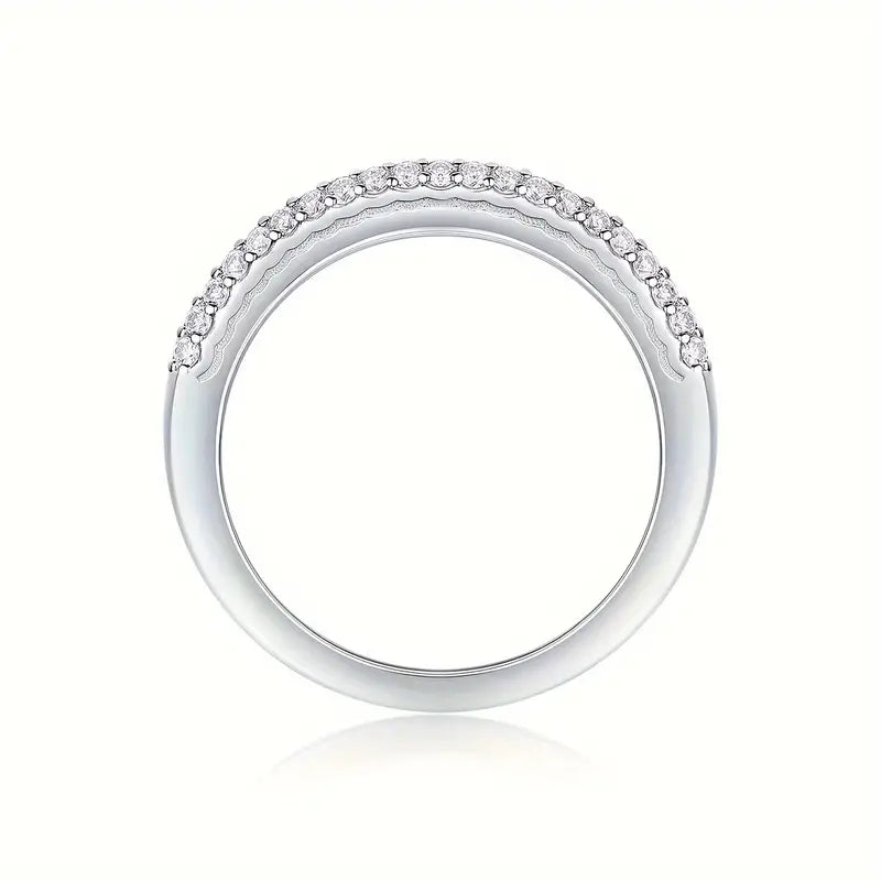 Micro Pave Moissanite Tube Ring (Half Iced Out)