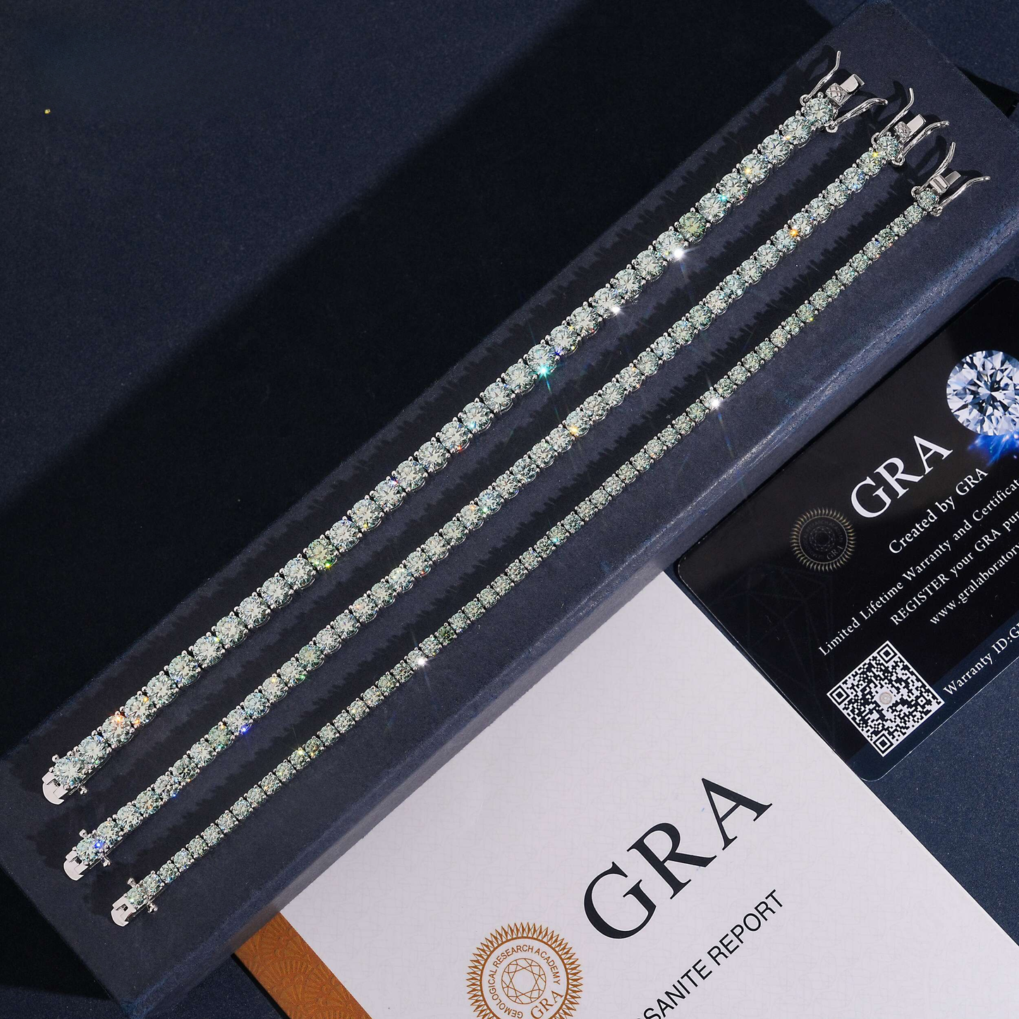 Blue Green Moissanite Tennis Bracelet (2mm-5mm)