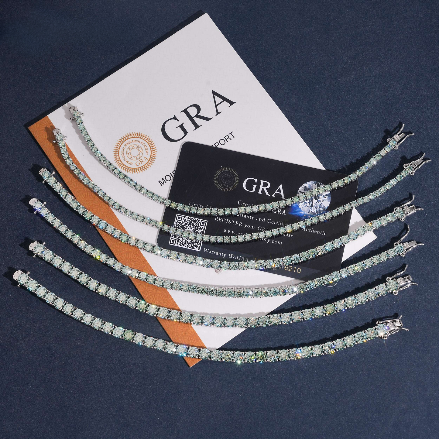 Blue Green Moissanite Tennis Bracelet (2mm-5mm)