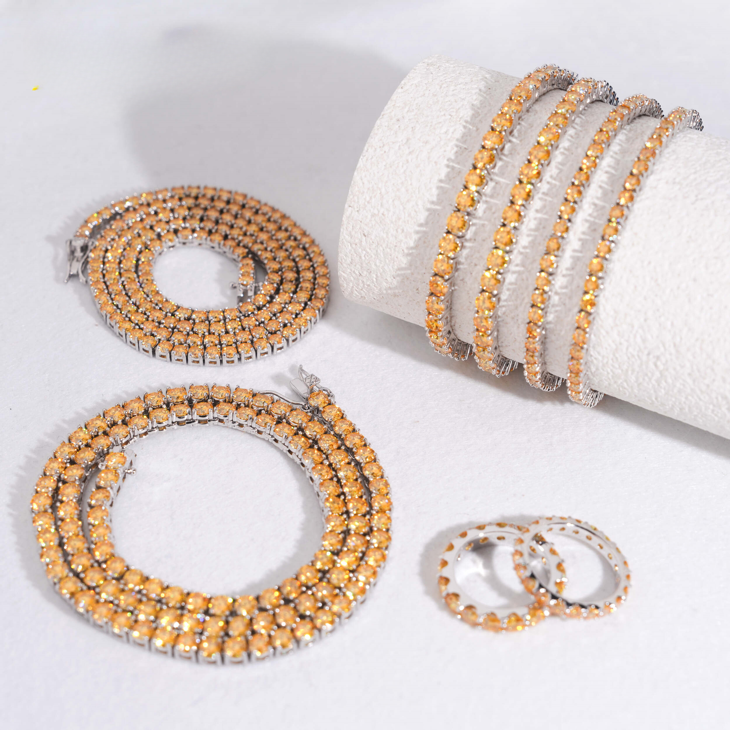 Champagne Moissanite Tennis Chain/Bracelet (3mm-4mm)